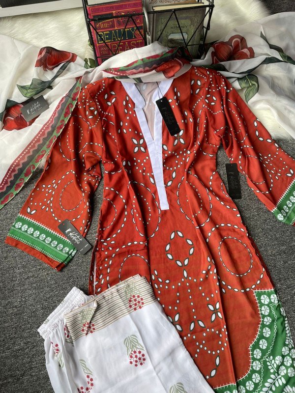 Kurtiistic New Arrivals | EID-AL-ADHA 2026 - Rustic Orange Elegance 3piece set.