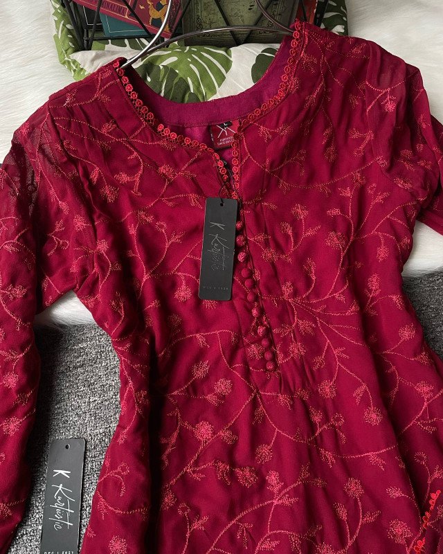 POHELA BOISHAK SPECIAL – MAROON EMBROIDERED ELEGANCE -  3 pieces
