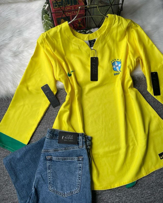 Kurtiistic football edition jersey ( short kurti ) & jeans - BRAZIL