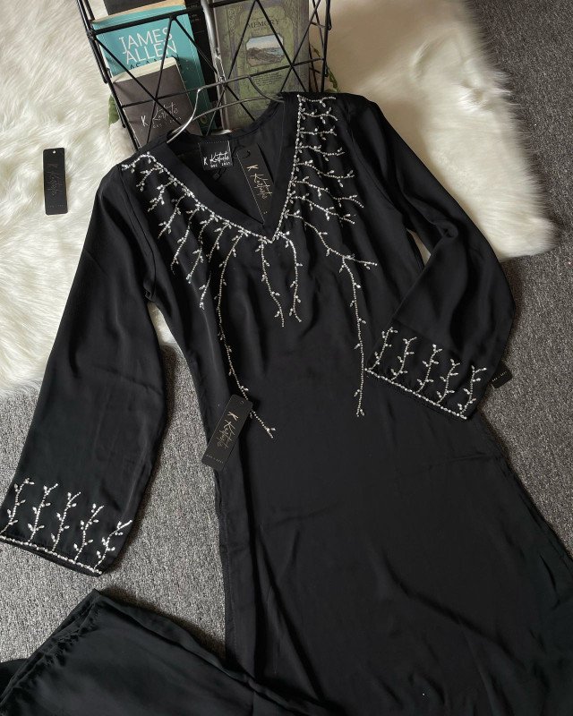 "SHIKOR' black - kurtiistic premium stone work co-ords