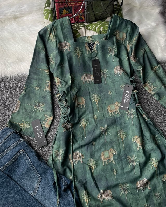 Kurtiistic premium tops & jeans - Slate Blue
