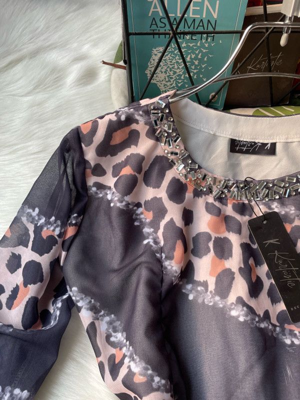 cheetah printed stone work gown