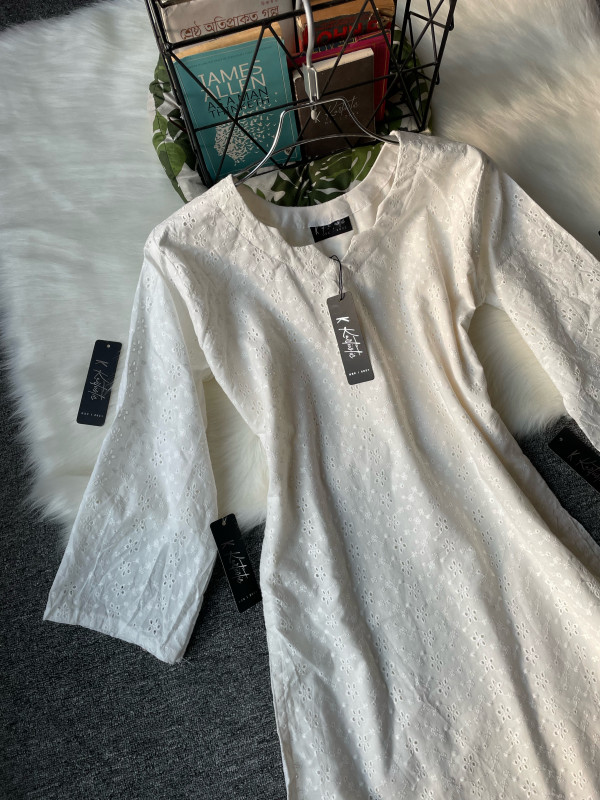 Kurtiistic white chikankari co -ords
