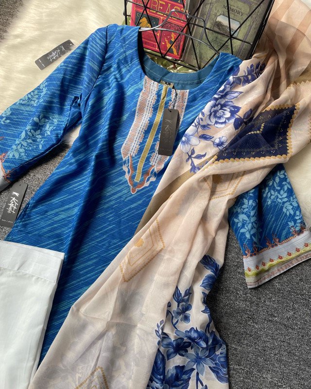 Royal Sapphire -  Eid collection 2026 -  premium soft jorjet three piece.