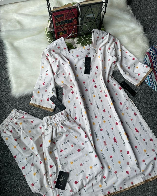( Soft Cream White ) Kurtiistic New Arrivals – Summer Friendly Co-Ords Set
