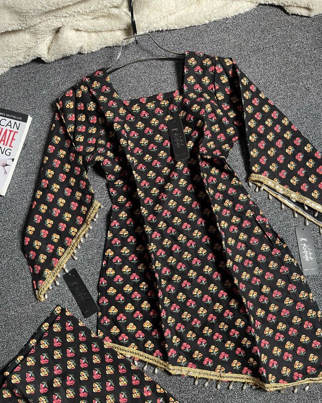 Summer special- cotton kurti, Kurtiistic new arrivals: all over floral buti print  A-Line kurti with lace detailing.