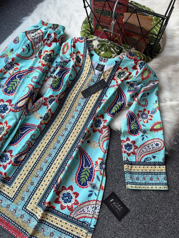 Aqua Turquoise - KURTIISTIC PREMIUM CO-ORD SET | MADE IN BANGLADESH