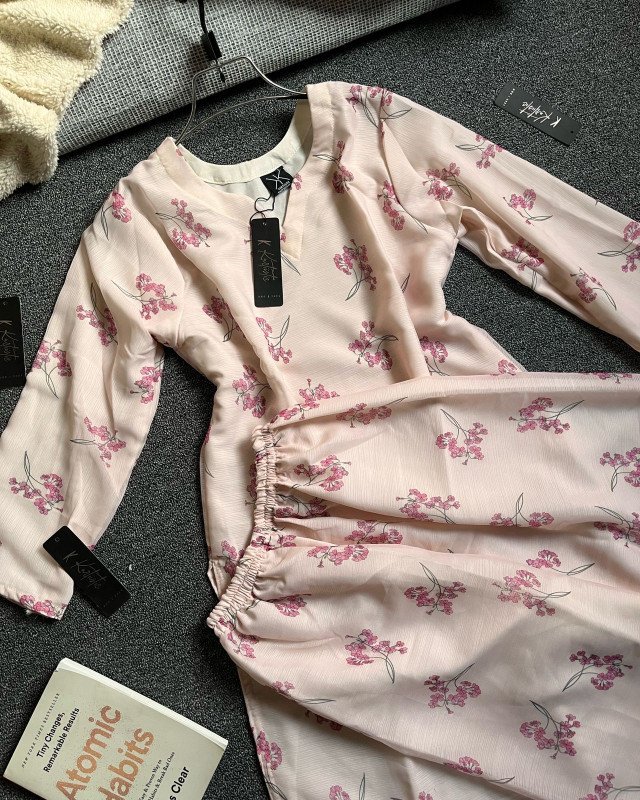 Blush Pink (Soft Peach Undertone) - KURTIISTIC wg georgette co-ords