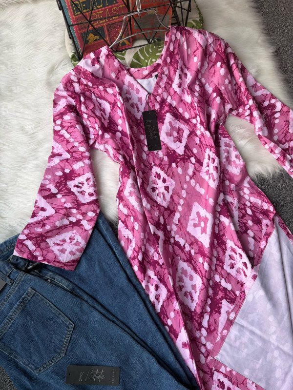 kurti & jeans - Rose Magenta
