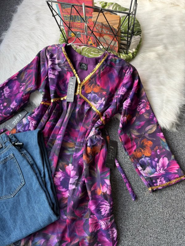 kurtiistic alia cut Plum Purple tops w/ jeans