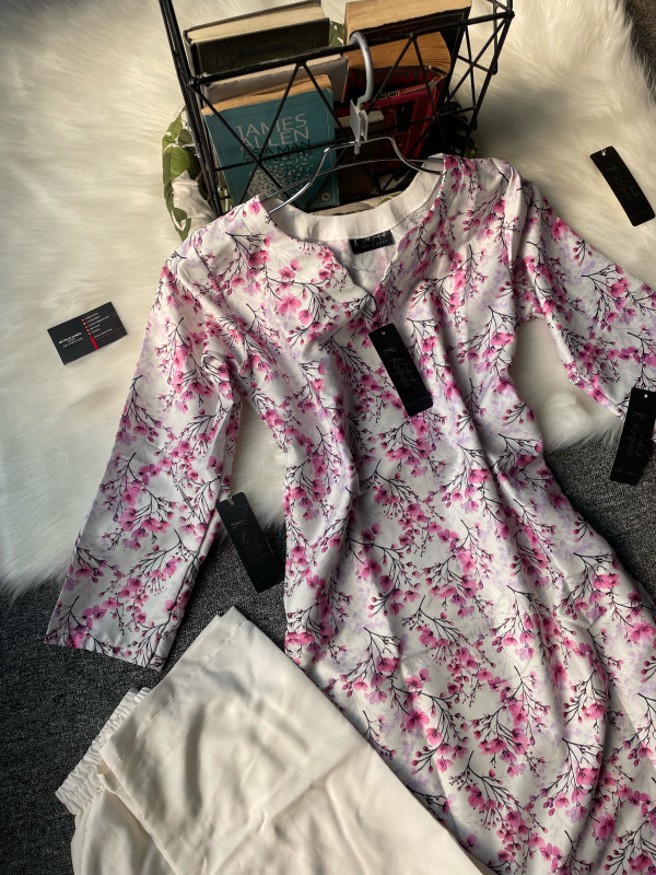 Kurttistic Digital printed Co-ords ( floral pink  )