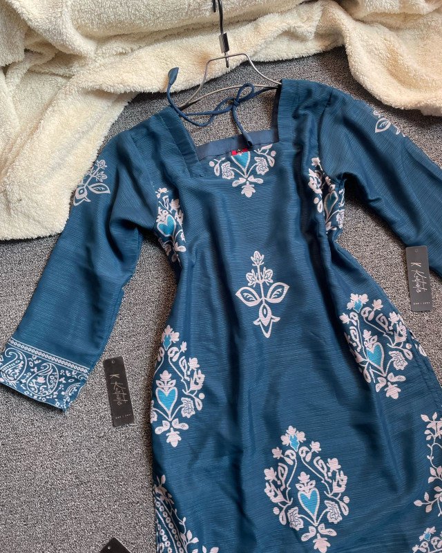 SHEFALI “ kurtiistic corset back Kurti & skirt -  Teal Blue