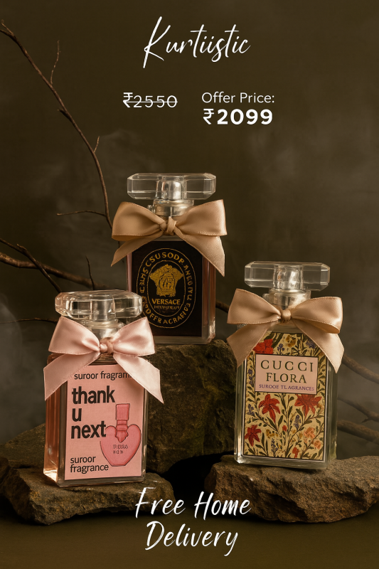 Gucci Flora , Versace & Thank you next Combo Offer buy Kurtiistic ft suroor fragrance
