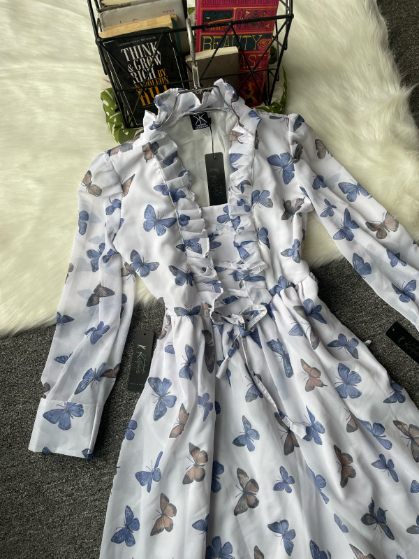 Kurtiistic digital butterfly printed gown.