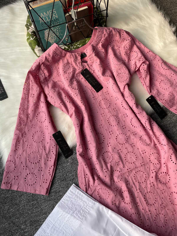 Kurtiistic Mauve Pink chikankari with FARSHI SHALWAR Co-ords