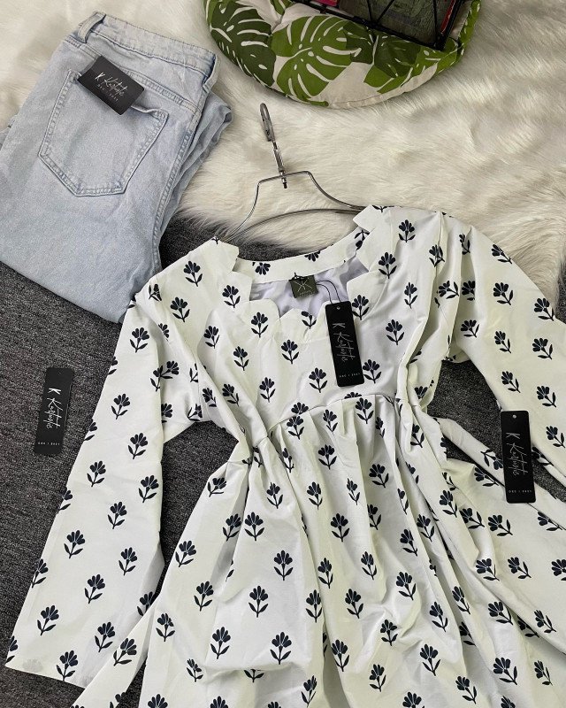 Premium Tops with Jeans - Ivory White