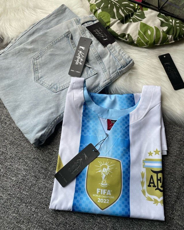 Kurtiistic football edition jersey ( short kurti ) & jeans - ARGENTINA