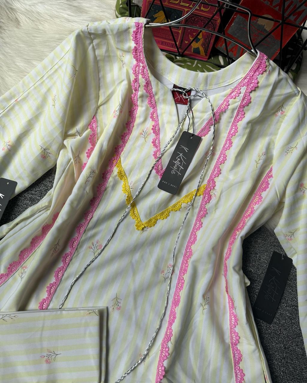 Kurtiistic new arrivals: “অপরূপা” premium soft & comfortable multi lace detailing co-ords